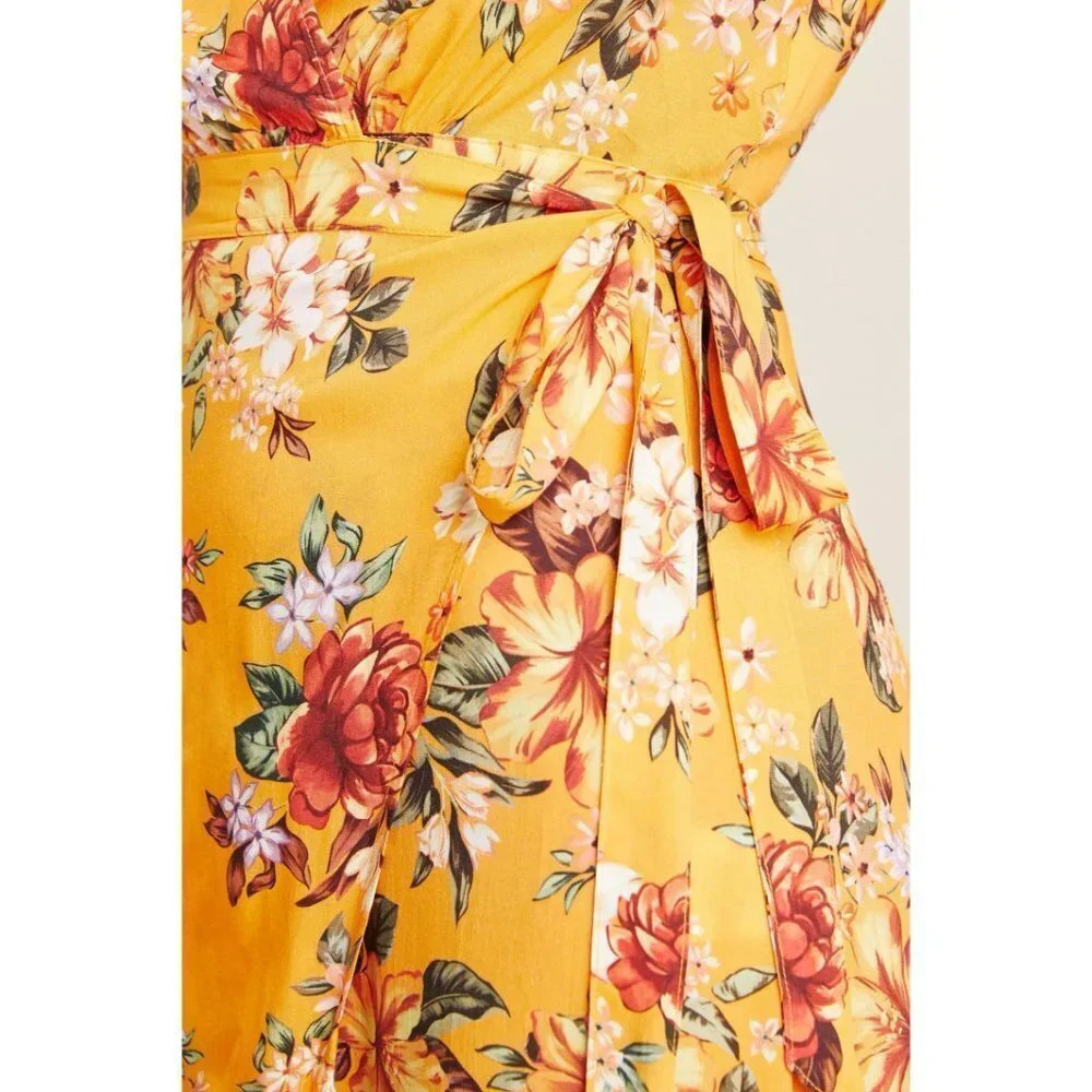 NWT FARM Rio Anthropologie Soigne Gold Maxi Dress $230 - Picture 4 of 15